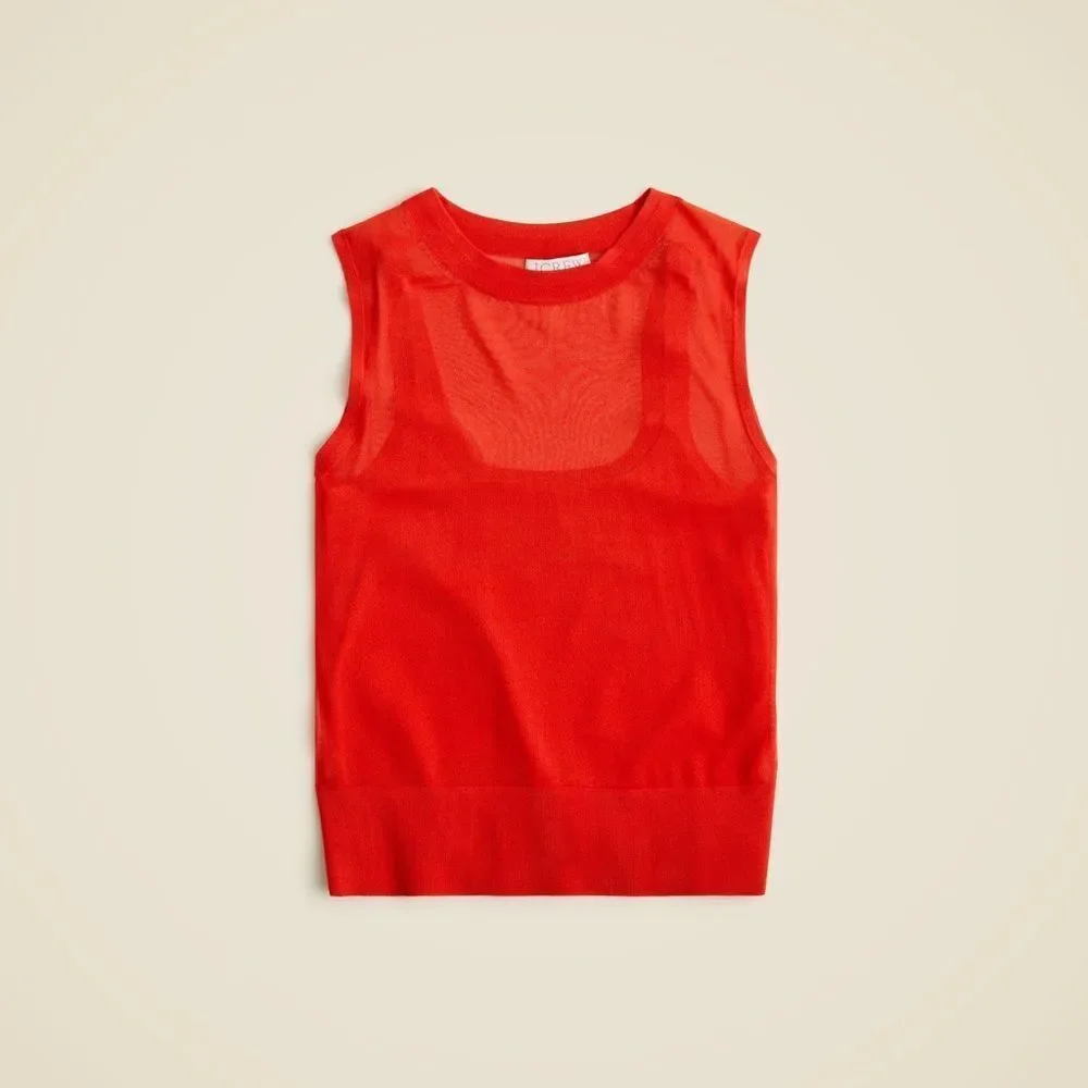 NWT J CREW Gauzy sweater shell in red